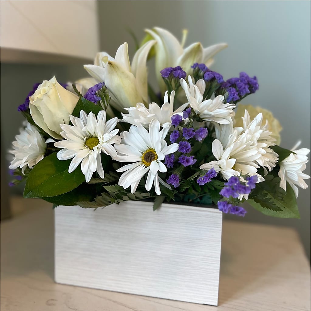 Beyond Blue Box Bouquet – Ros-al Floral, Forest City PA