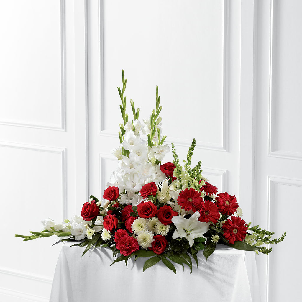 Crimson & White Arrangement – Ros-al Floral, Forest City PA