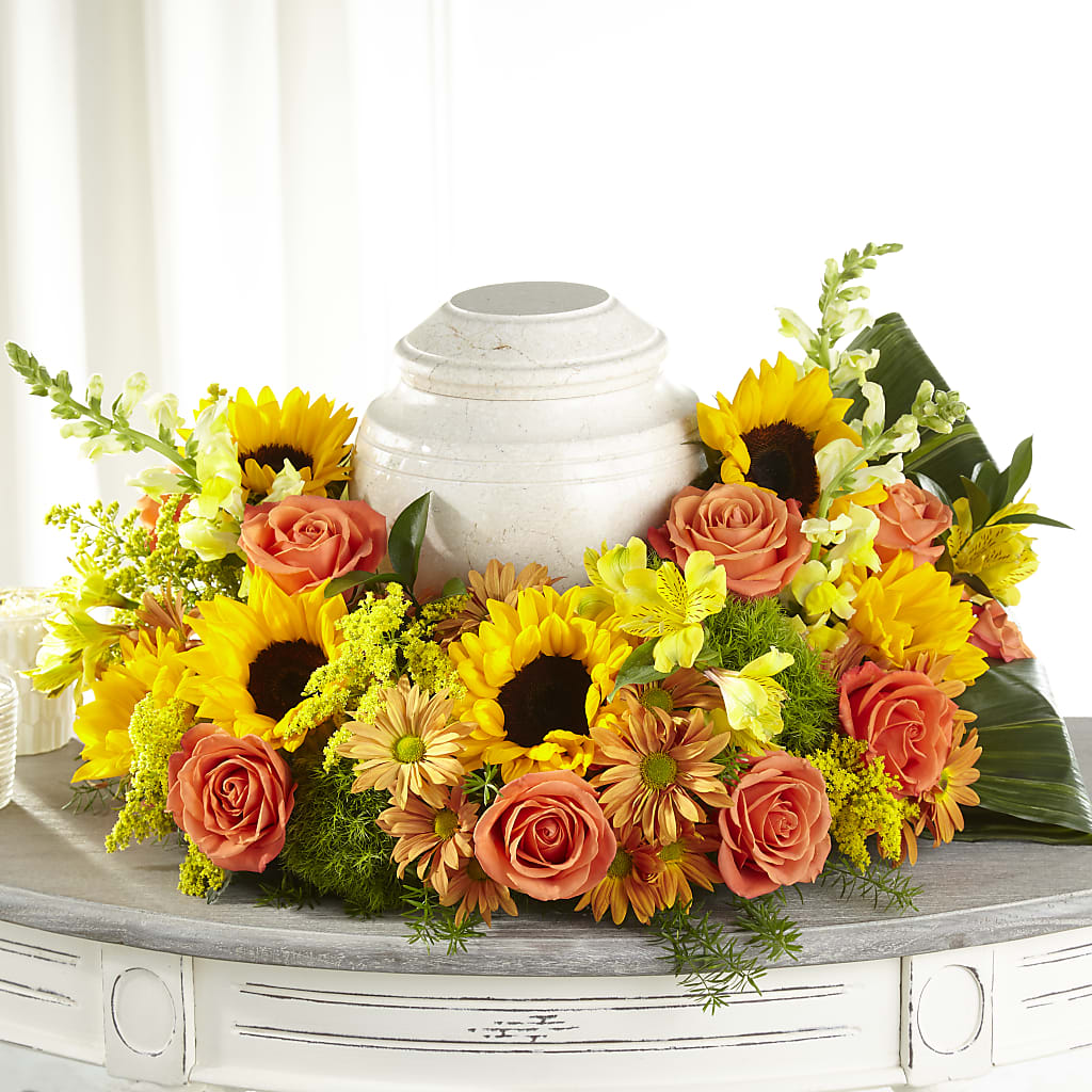 Faithful Sunflower Cremation Adornment – Ros-al Floral, Forest City PA