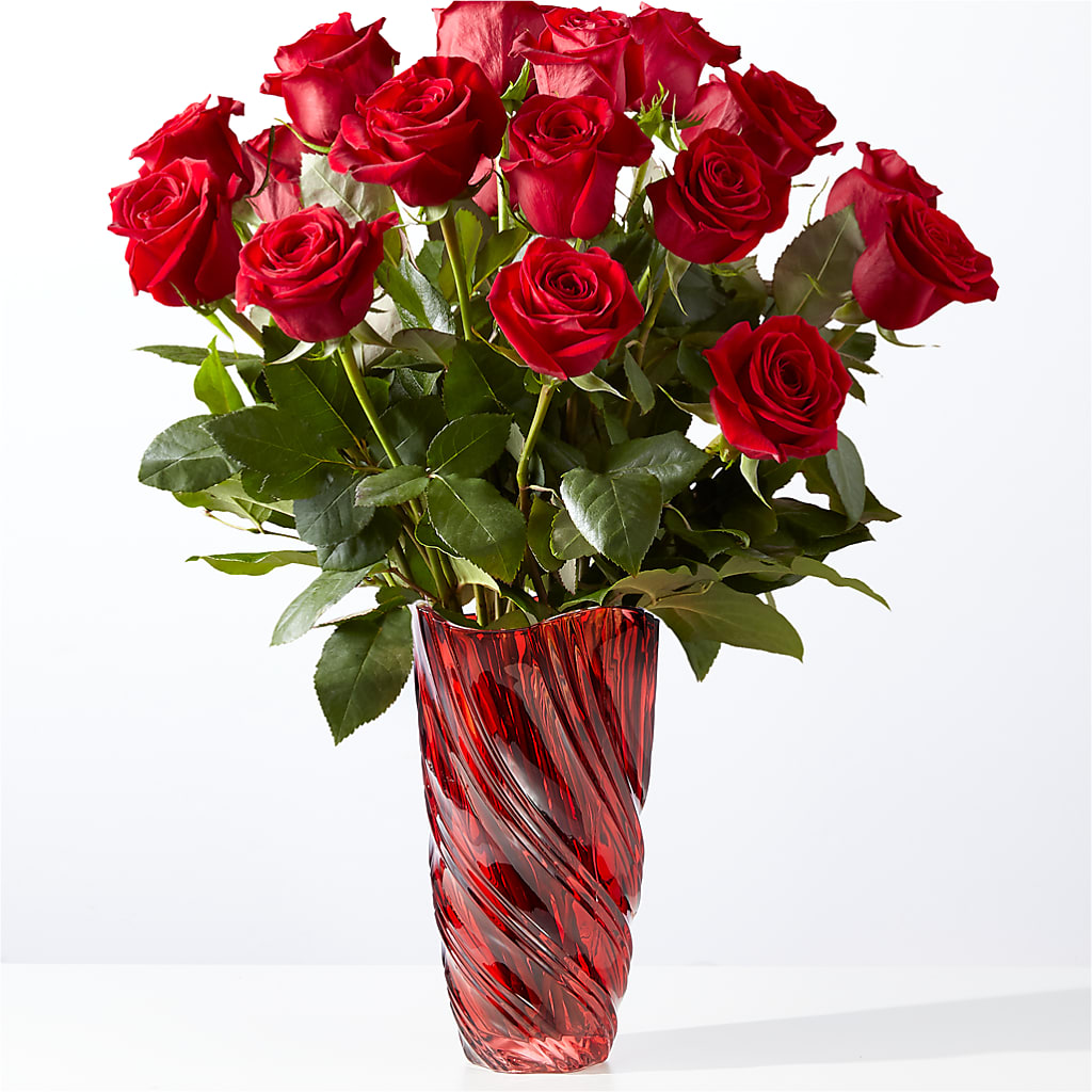 Classic Love Red Rose Bouquet with Luxe Swirl Vase – Ros-al Floral, Forest City PA