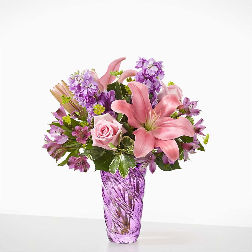 Precious Petals Bouquet with Luxe Swirl Vase – Ros-al Floral, Forest City PA