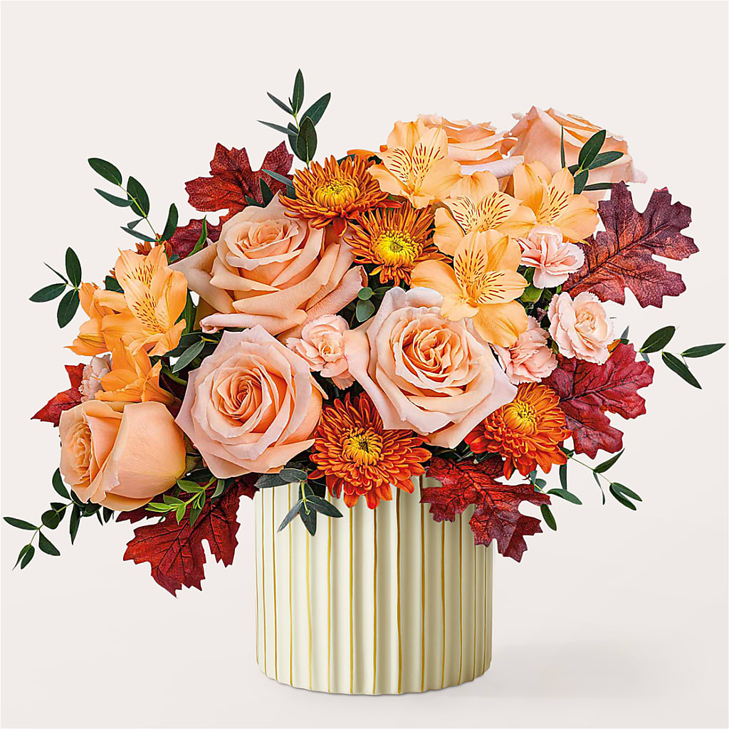 Spiced Latte Bouquet with Ivory Vase – Ros-al Floral, Forest City PA