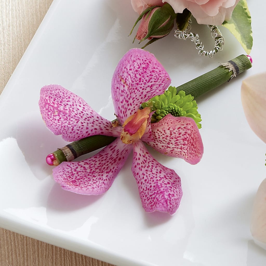 Pink Mokara Boutonniere – Ros-al Floral, Forest City PA
