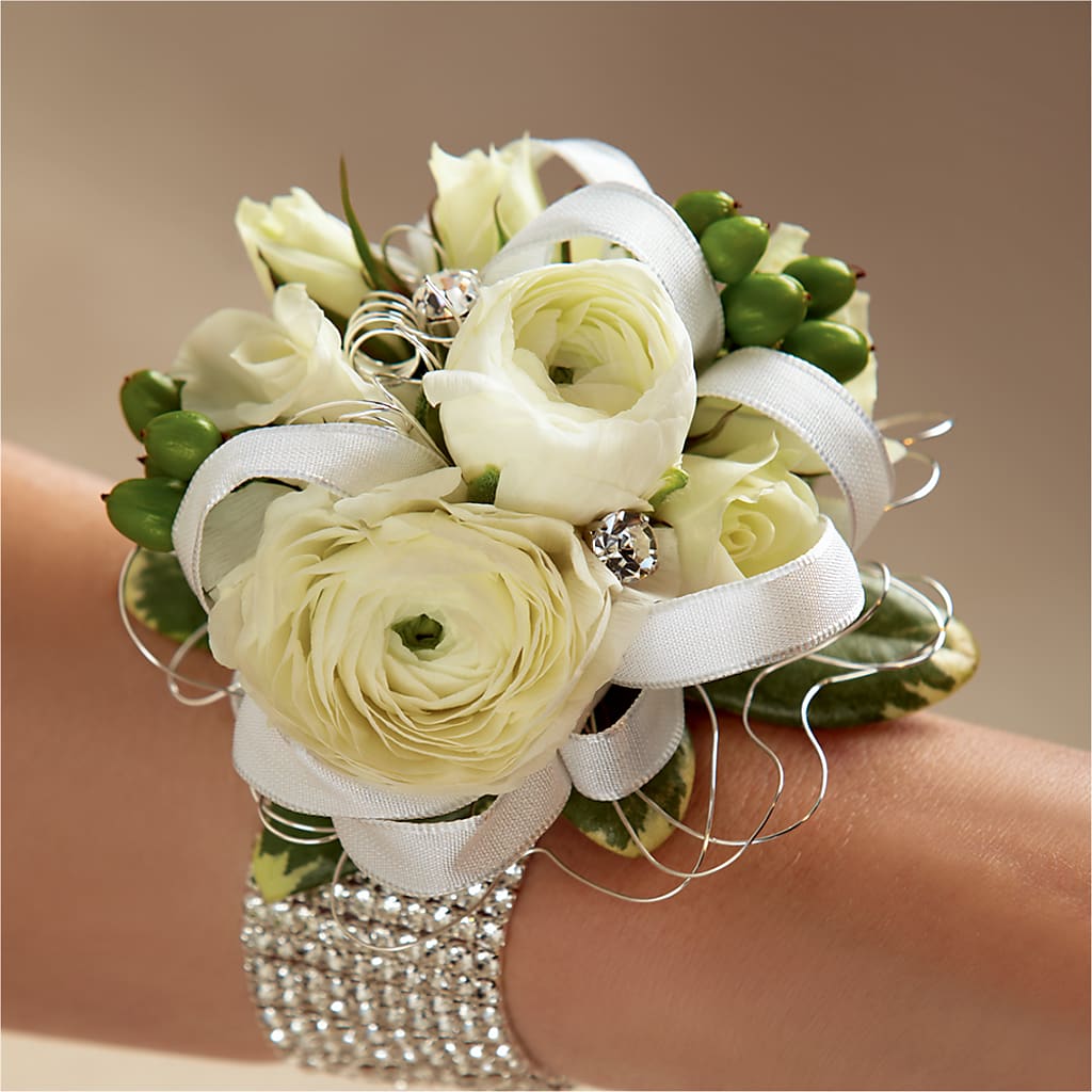 White Wedding Corsage – Ros-al Floral, Forest City PA