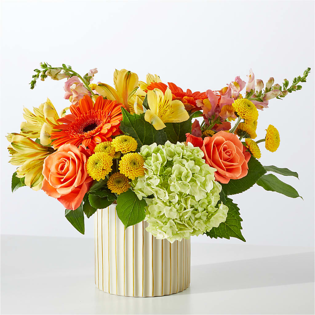 Autumn Sunshine Bouquet with Ivory Vase –  Ros-al Floral, Forest City PA