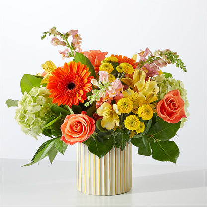 Autumn Sunshine Bouquet with Ivory Vase –  Ros-al Floral, Forest City PA